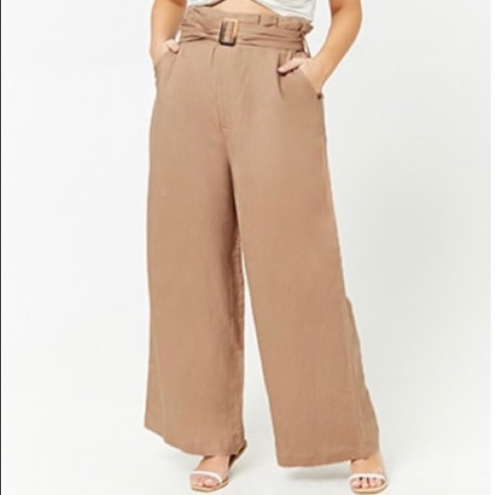 Plus Size Belted Paperbag Pants